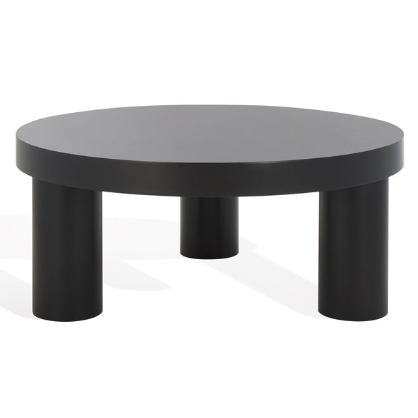 Safavieh Bary Round Wood Coffee Table - Elegant Mahogany Design With Unique Three-leg Style For Living Rooms Black Wood Sfv7716b