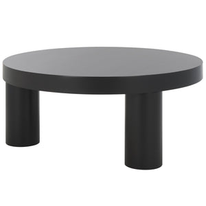 Safavieh Bary Round Wood Coffee Table - Elegant Mahogany Design With Unique Three-leg Style For Living Rooms Black Wood Sfv7716b