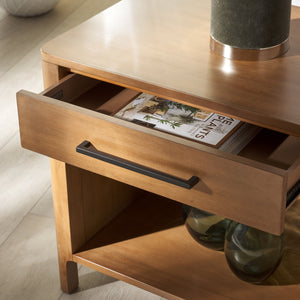 Safavieh Abbiava Elegant Wood Nightstand With Drawer – Stylish Mahogany Design For Timeless Bedroom Charm Natural Wood Sfv7717a