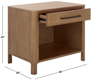 Safavieh Abbiava Elegant Wood Nightstand With Drawer – Stylish Mahogany Design For Timeless Bedroom Charm Natural Wood Sfv7717a