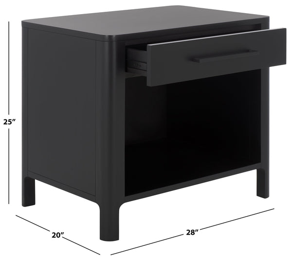 Safavieh Abbiava Elegant Wood Nightstand With Drawer – Stylish Mahogany Design For Timeless Bedroom Charm Black Wood Sfv7717b