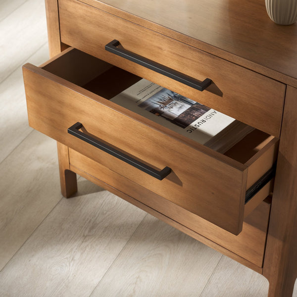 Safavieh Abbiava 3-drawer Wood Nightstand - Elegant Mahogany Design With Ample Storage For Rustic Charm Natural Wood Sfv7718a