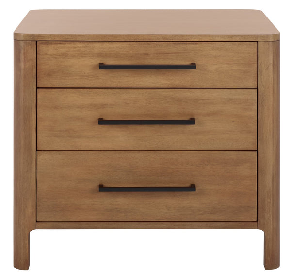 Safavieh Abbiava 3-drawer Wood Nightstand - Elegant Mahogany Design With Ample Storage For Rustic Charm Natural Wood Sfv7718a