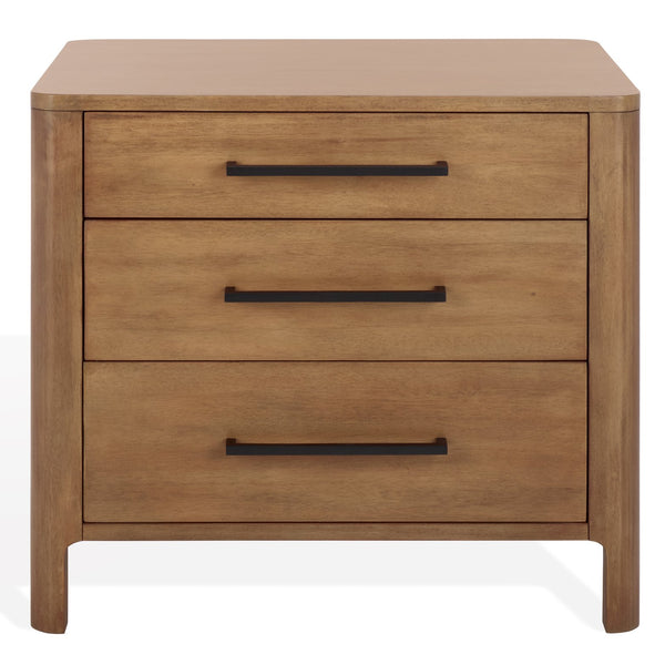 Safavieh Abbiava 3-drawer Wood Nightstand - Elegant Mahogany Design With Ample Storage For Rustic Charm Natural Wood Sfv7718a