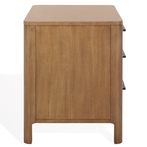 Safavieh Abbiava 3-drawer Wood Nightstand - Elegant Mahogany Design With Ample Storage For Rustic Charm Natural Wood Sfv7718a