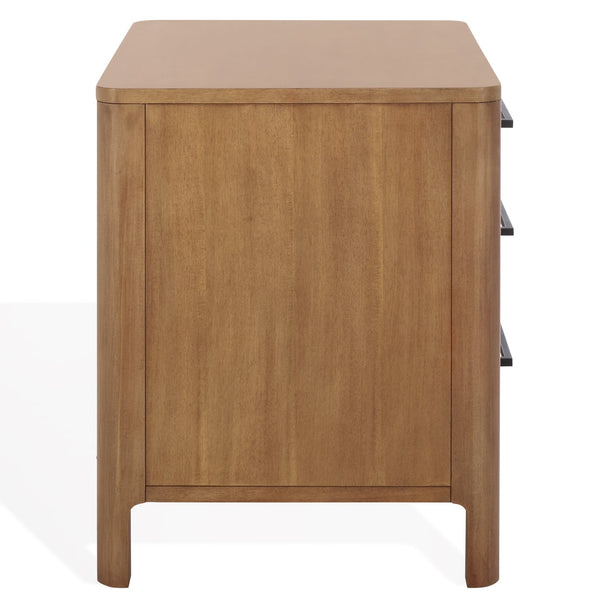 Safavieh Abbiava 3-drawer Wood Nightstand - Elegant Mahogany Design With Ample Storage For Rustic Charm Natural Wood Sfv7718a