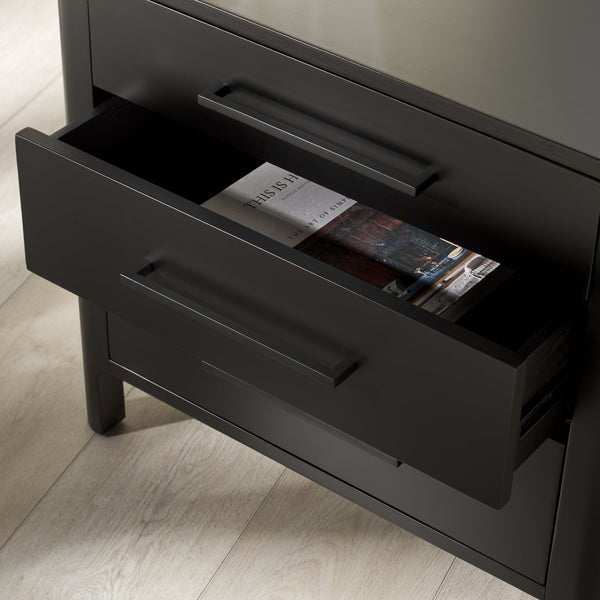 Safavieh Abbiava 3-drawer Wood Nightstand - Elegant Mahogany Design With Ample Storage For Rustic Charm Black Wood Sfv7718b