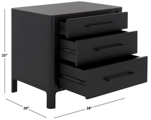 Safavieh Abbiava 3-drawer Wood Nightstand - Elegant Mahogany Design With Ample Storage For Rustic Charm Black Wood Sfv7718b