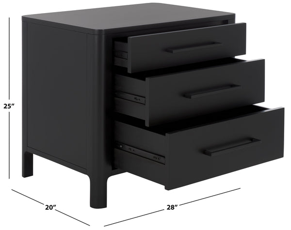 Safavieh Abbiava 3-drawer Wood Nightstand - Elegant Mahogany Design With Ample Storage For Rustic Charm Black Wood Sfv7718b