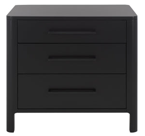 Safavieh Abbiava 3-drawer Wood Nightstand - Elegant Mahogany Design With Ample Storage For Rustic Charm Black Wood Sfv7718b
