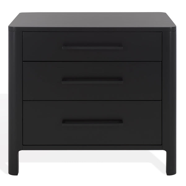 Safavieh Abbiava 3-drawer Wood Nightstand - Elegant Mahogany Design With Ample Storage For Rustic Charm Black Wood Sfv7718b