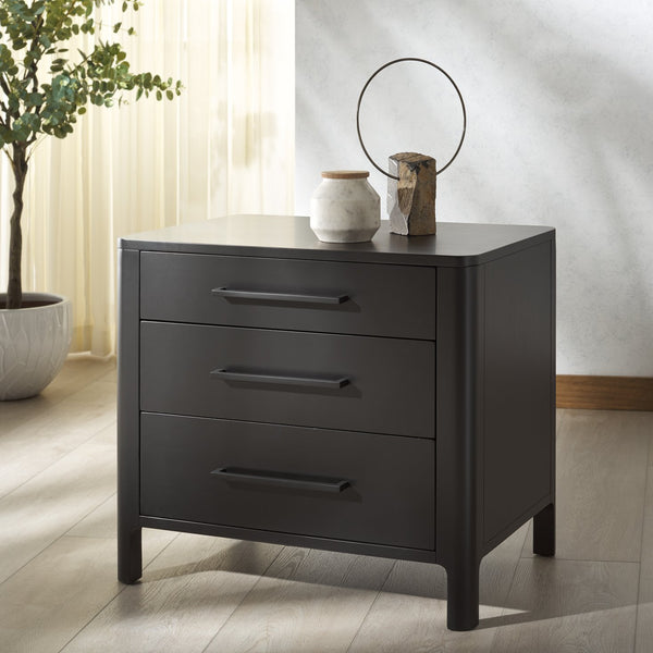 Safavieh Abbiava 3-drawer Wood Nightstand - Elegant Mahogany Design With Ample Storage For Rustic Charm Black Wood Sfv7718b