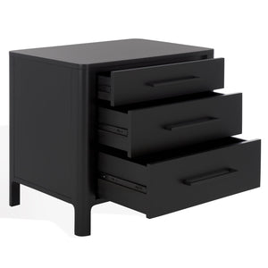 Safavieh Abbiava 3-drawer Wood Nightstand - Elegant Mahogany Design With Ample Storage For Rustic Charm Black Wood Sfv7718b