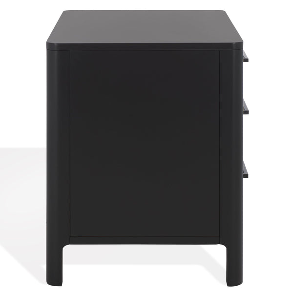 Safavieh Abbiava 3-drawer Wood Nightstand - Elegant Mahogany Design With Ample Storage For Rustic Charm Black Wood Sfv7718b