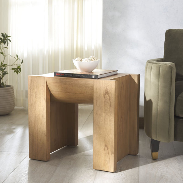 Safavieh JESSANDRIA Wood Accent Table – Elevate Your Space with Stylish Mindi Wood Design and Versatile Appeal Natural SFV7719A