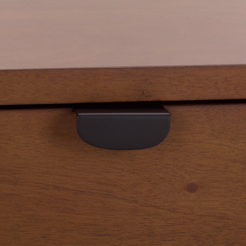 Safavieh MAYALYN 2-Drawer Nightstand in Walnut & Black - Stylish Storage for Modern Bedroom Decor Essentials SFV7722A