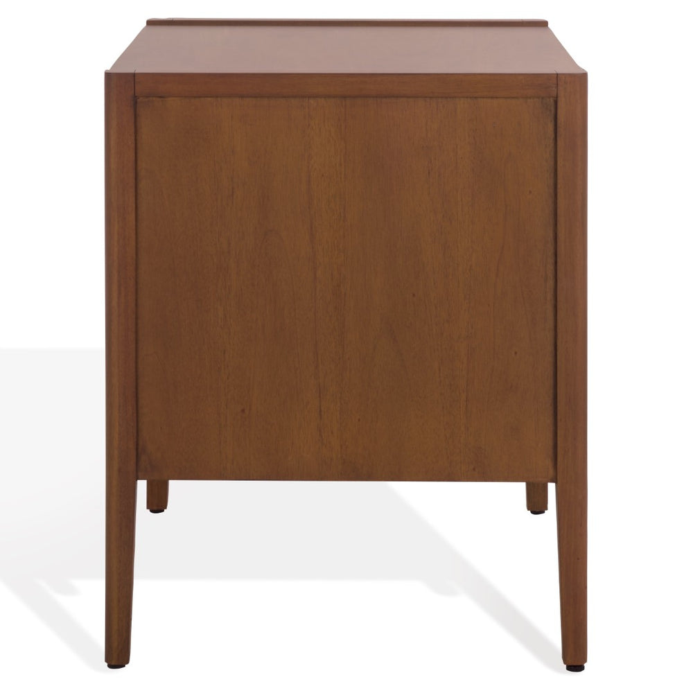 Safavieh MAYALYN 2-Drawer Nightstand in Walnut & Black - Stylish Storage for Modern Bedroom Decor Essentials SFV7722A