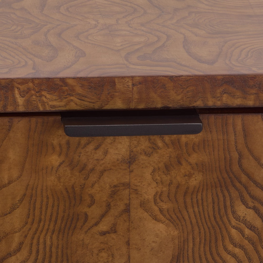 Safavieh FRANKIE Burl 2 Drawer Nightstand - Elegant Walnut & Black Metal Design for Modern Bedrooms & Living Spaces SFV7724A