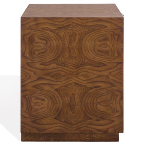 Safavieh FRANKIE Burl 2 Drawer Nightstand - Elegant Walnut & Black Metal Design for Modern Bedrooms & Living Spaces SFV7724A
