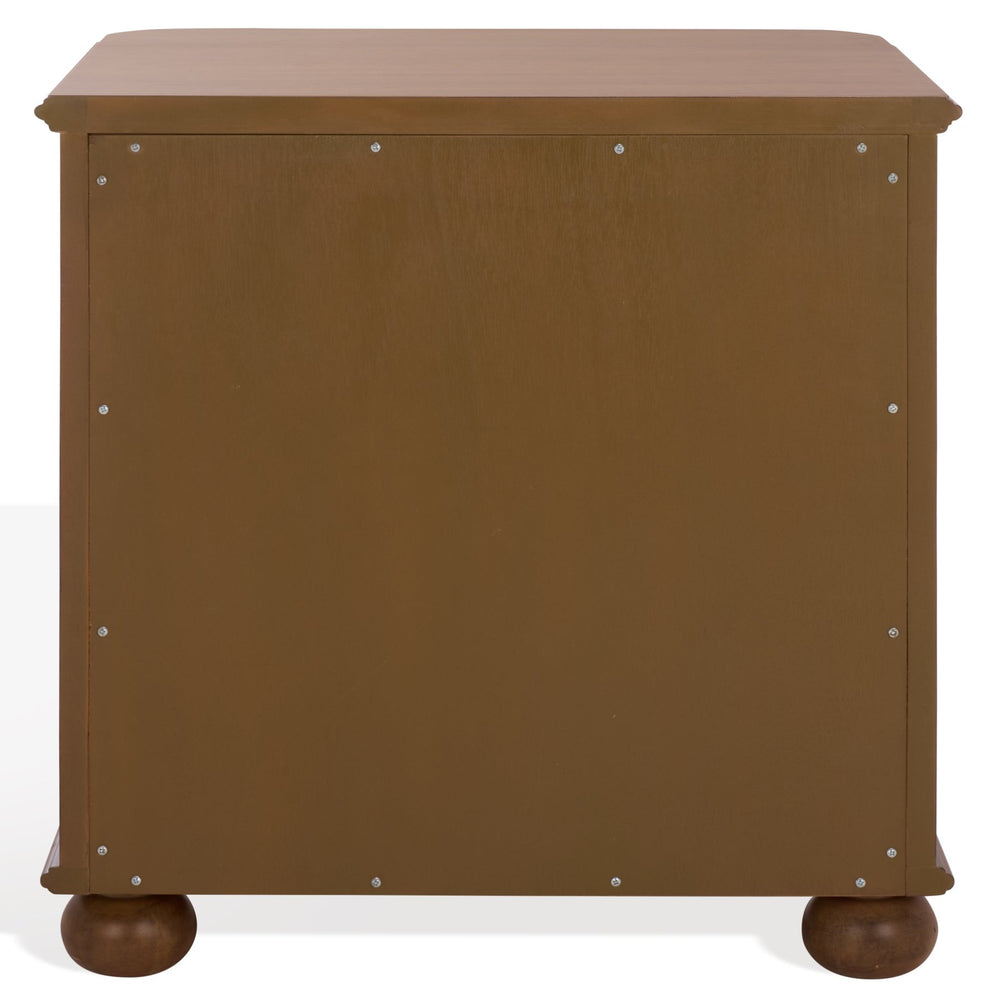 Safavieh Jessy Wood Bun Foot Nightstand - Elegant Walnut & Black Design With Ample Storage For Modern Homes Walnut ,Black Wood ,Metal Sfv7725a