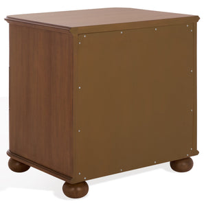 Safavieh Jessy Wood Bun Foot Nightstand - Elegant Walnut & Black Design With Ample Storage For Modern Homes Walnut ,Black Wood ,Metal Sfv7725a