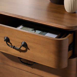 Safavieh Jessy Wood Bun Foot Nightstand - Elegant Walnut & Black Design With Ample Storage For Modern Homes Walnut ,Black Wood ,Metal Sfv7725a