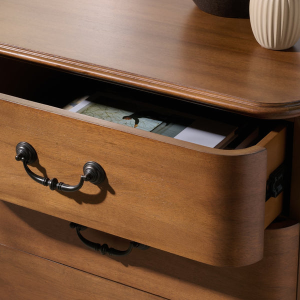 Safavieh Jessy Wood Bun Foot Nightstand - Elegant Walnut & Black Design With Ample Storage For Modern Homes Walnut ,Black Wood ,Metal Sfv7725a