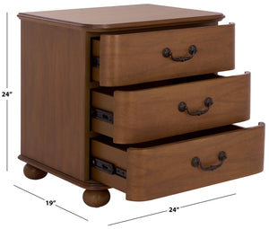 Safavieh Jessy Wood Bun Foot Nightstand - Elegant Walnut & Black Design With Ample Storage For Modern Homes Walnut ,Black Wood ,Metal Sfv7725a