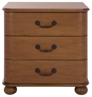 Safavieh Jessy Wood Bun Foot Nightstand - Elegant Walnut & Black Design With Ample Storage For Modern Homes Walnut ,Black Wood ,Metal Sfv7725a