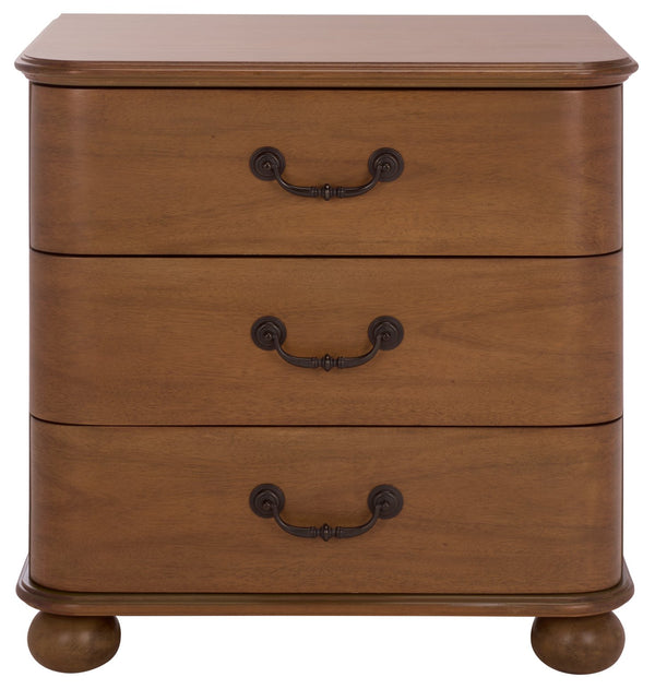 Safavieh Jessy Wood Bun Foot Nightstand - Elegant Walnut & Black Design With Ample Storage For Modern Homes Walnut ,Black Wood ,Metal Sfv7725a