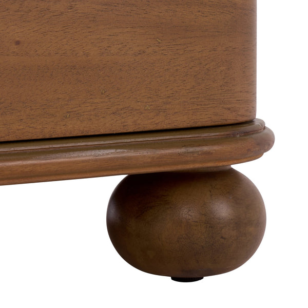 Safavieh Jessy Wood Bun Foot Nightstand - Elegant Walnut & Black Design With Ample Storage For Modern Homes Walnut ,Black Wood ,Metal Sfv7725a