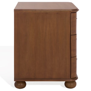 Safavieh Jessy Wood Bun Foot Nightstand - Elegant Walnut & Black Design With Ample Storage For Modern Homes Walnut ,Black Wood ,Metal Sfv7725a