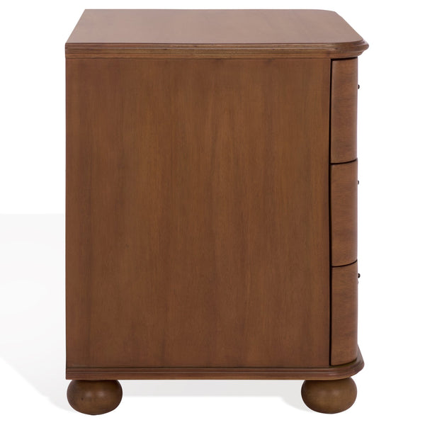 Safavieh Jessy Wood Bun Foot Nightstand - Elegant Walnut & Black Design With Ample Storage For Modern Homes Walnut ,Black Wood ,Metal Sfv7725a