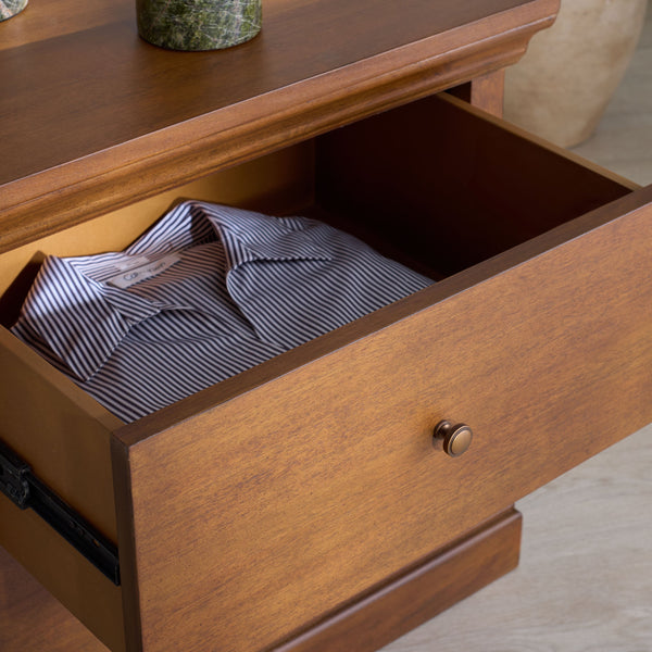 Lizzy Solid Wood 2-Drawer Nightstand With Sleek Metal Accents, Spacious Storage & Minimalist Design