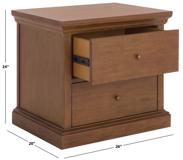 Lizzy Solid Wood 2-Drawer Nightstand With Sleek Metal Accents, Spacious Storage & Minimalist Design