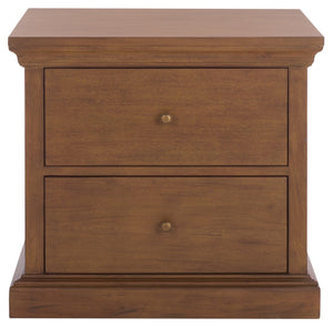 Lizzy Solid Wood 2-Drawer Nightstand With Sleek Metal Accents, Spacious Storage & Minimalist Design