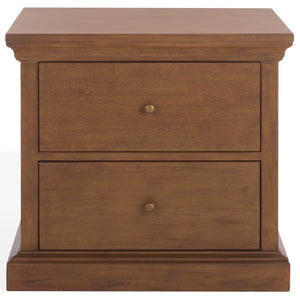 Lizzy Solid Wood 2-Drawer Nightstand With Sleek Metal Accents, Spacious Storage & Minimalist Design