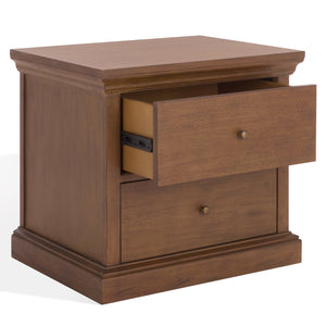 Lizzy Solid Wood 2-Drawer Nightstand With Sleek Metal Accents, Spacious Storage & Minimalist Design