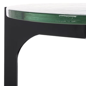 Safavieh SEYMOUR Cast Glass Accent Table - Modern Black & Clear Design with Stylish Arched Metal Legs SFV7904A