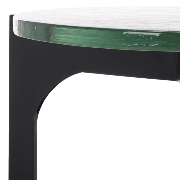 Safavieh SEYMOUR Cast Glass Accent Table - Modern Black & Clear Design with Stylish Arched Metal Legs SFV7904A