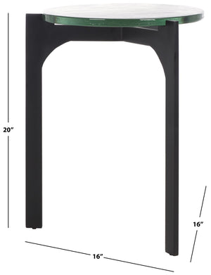 Safavieh SEYMOUR Cast Glass Accent Table - Modern Black & Clear Design with Stylish Arched Metal Legs SFV7904A