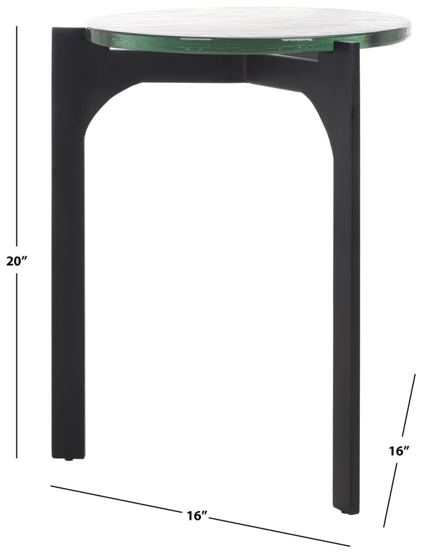 Safavieh SEYMOUR Cast Glass Accent Table - Modern Black & Clear Design with Stylish Arched Metal Legs SFV7904A