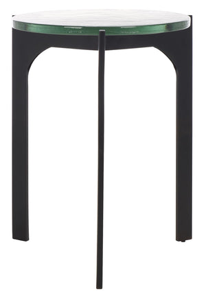 Safavieh SEYMOUR Cast Glass Accent Table - Modern Black & Clear Design with Stylish Arched Metal Legs SFV7904A