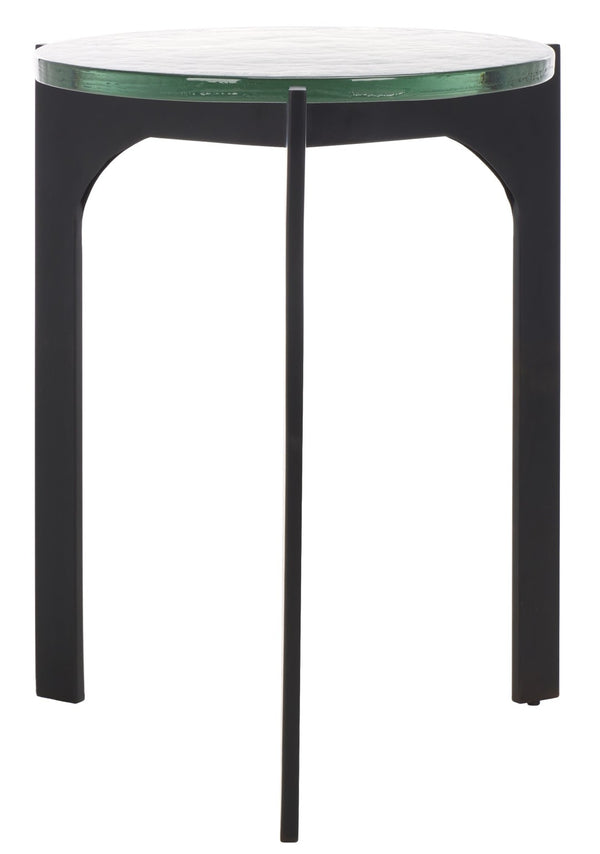 Safavieh SEYMOUR Cast Glass Accent Table - Modern Black & Clear Design with Stylish Arched Metal Legs SFV7904A