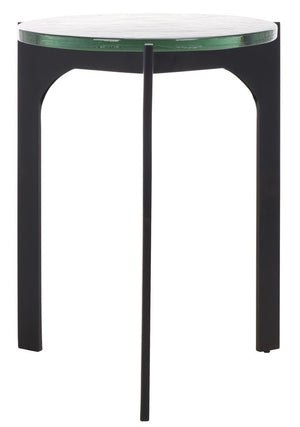 Safavieh Seymour Cast Glass Accent Table Black / Clear 16 IN W x 16 IN D x 20 IN H