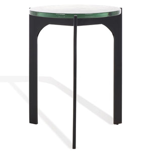 Safavieh SEYMOUR Cast Glass Accent Table - Modern Black & Clear Design with Stylish Arched Metal Legs SFV7904A