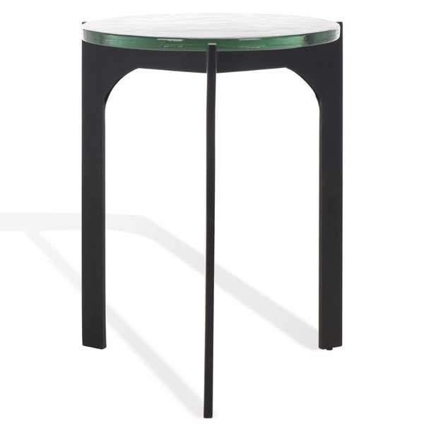 Safavieh SEYMOUR Cast Glass Accent Table - Modern Black & Clear Design with Stylish Arched Metal Legs SFV7904A