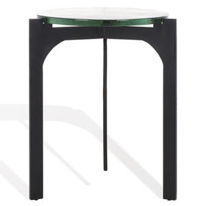 Safavieh SEYMOUR Cast Glass Accent Table - Modern Black & Clear Design with Stylish Arched Metal Legs SFV7904A