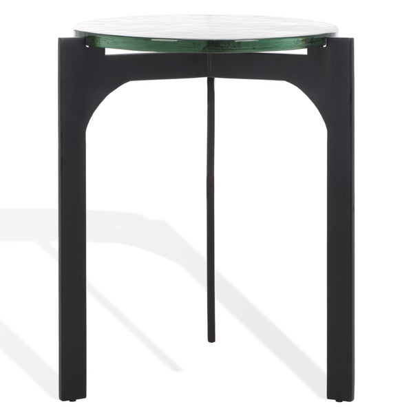 Safavieh SEYMOUR Cast Glass Accent Table - Modern Black & Clear Design with Stylish Arched Metal Legs SFV7904A