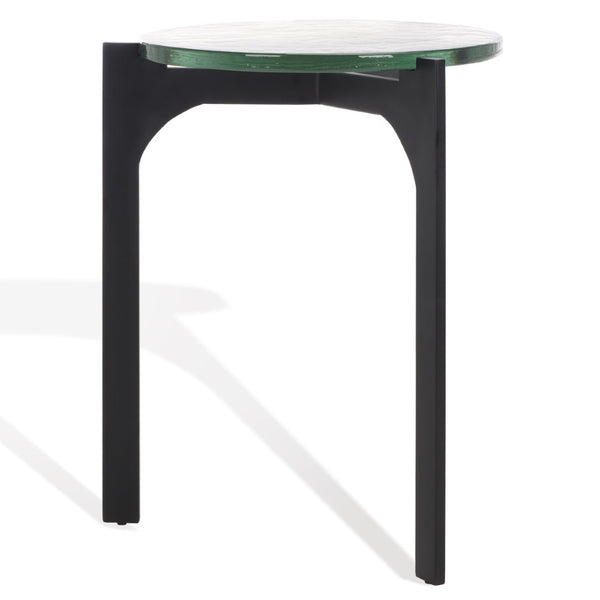 Safavieh SEYMOUR Cast Glass Accent Table - Modern Black & Clear Design with Stylish Arched Metal Legs SFV7904A